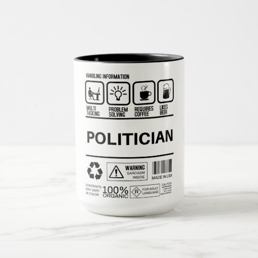 Funny Politizan Handling Information Tasse (Zentrum)