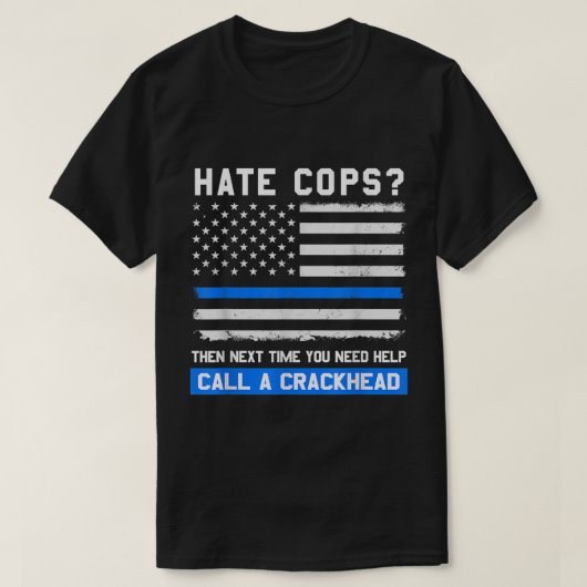 Funny Polizist Sprichwort Thin Blue Line American T-Shirt (Design vorne)