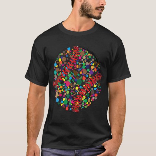 Funny Polka Dot Baseball Lover Player Internationa T-Shirt (Vorderseite)