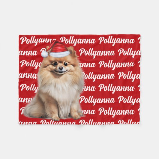 Funny Pomeranian Dog Name Pattern Christmas Fleecedecke (Vorderseite (Horizontal))