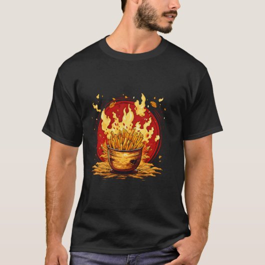 Funny Pommes Friets Flammen für Ketchup und Mayonn T-Shirt (Vorderseite)