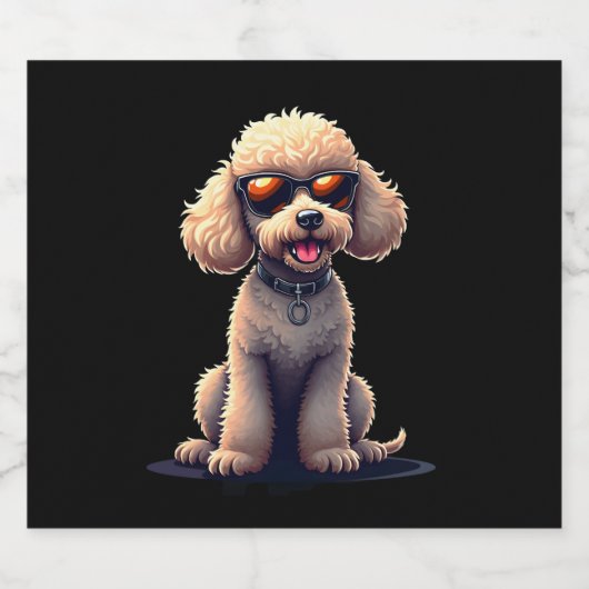 Funny Poodle Animal Lover Hunde Graphic Niedlich D Schaumweinetikett (Einzelnes Label)