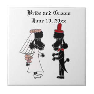 Funny Poodle Braut und Groom Wedding Fliese