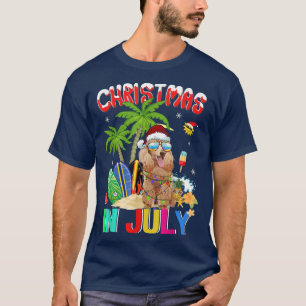 Funny Poodle Dog in Weihnachtsmannmütze Sonnenbril T-Shirt