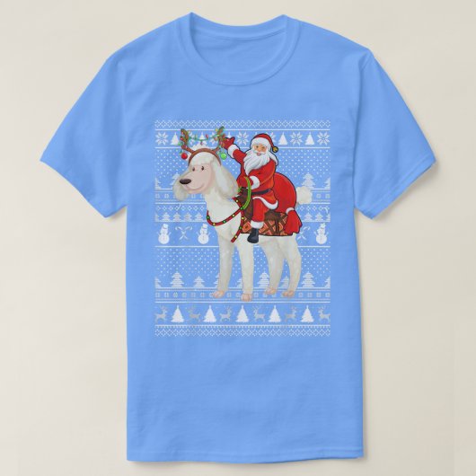 Funny Poodle Dog Lover Santa Riding Poodle Ugly Ch T-Shirt (Design vorne)
