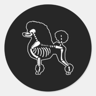 Funny Poodle Dog Skeleton Halloween Doodle Dogs Lo Runder Aufkleber