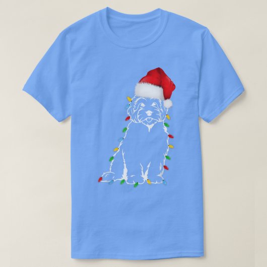 Funny Poodle Dog Tree Weihnachtslicht Weihnachten T-Shirt (Design vorne)