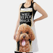 Funny Poodle Hund sitzt für Snacks Aquarellkunst Schürze (InSitu)