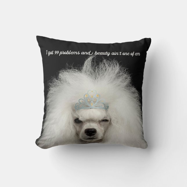 Funny Poodle Spaß Throw Kissen (Vorderseite)