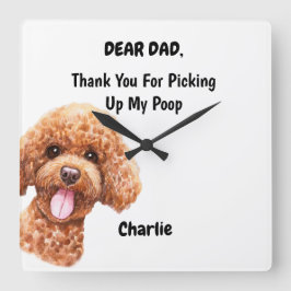 Funny Poodle Vater Frische Pasta machen Quadratische Wanduhr