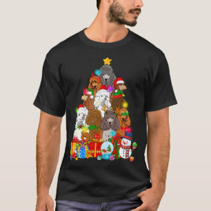 Funny Poodle Weihnachtsbaum Lichter Geschenk Hund T-Shirt
