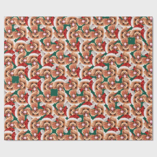 Funny Poodle Weihnachtsmuster Geschenkpapier (Flach)