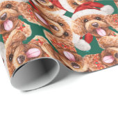 Funny Poodle Weihnachtsmuster Geschenkpapier (Rolleneckpunkt)