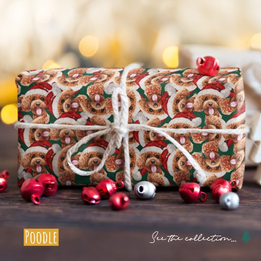 Funny Poodle Weihnachtsmuster Geschenkpapier