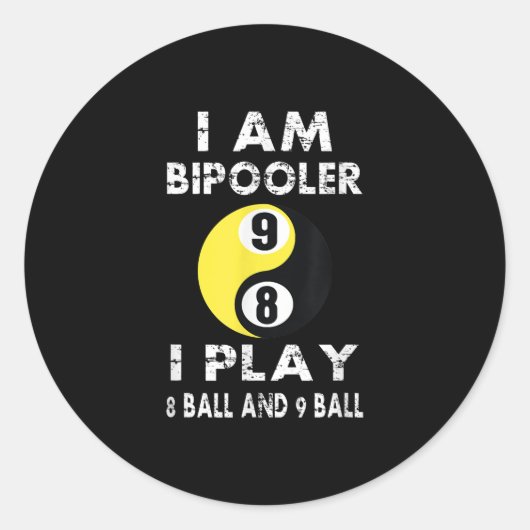 Funny Pool Billiards Billiard I am Bipooler Runder Aufkleber (Vorderseite)