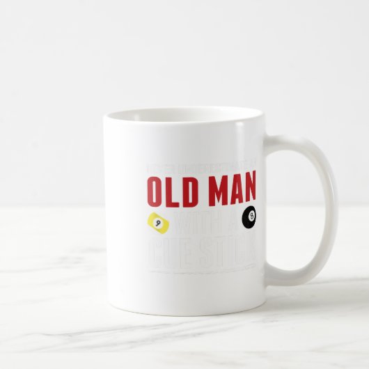 Funny Pool Billliard Spieler Alter Mann mit Cue St Kaffeetasse (Rechts)