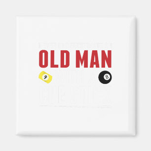 Funny Pool Billliard Spieler Alter Mann mit Cue St Magnet