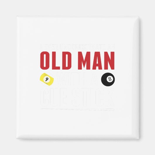 Funny Pool Billliard Spieler Alter Mann mit Cue St Magnet (Vorne)