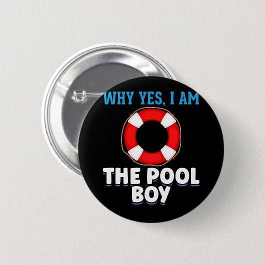 Funny Pool Boy Schwimmer Spaß Button (Vorne & Hinten)