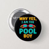 Funny Pool Boy Swimmer Fun Swimming Button (Vorne & Hinten)