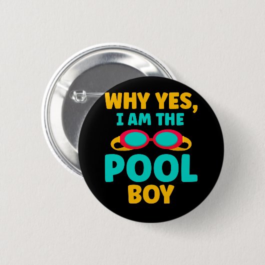 Funny Pool Boy Swimmer Fun Swimming Button (Vorne & Hinten)