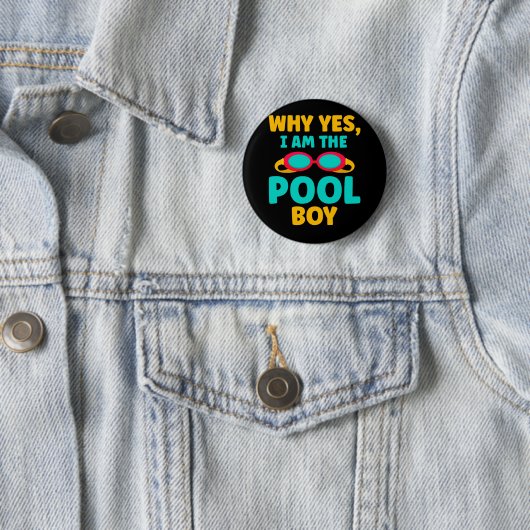 Funny Pool Boy Swimmer Fun Swimming Button (Beispiel)
