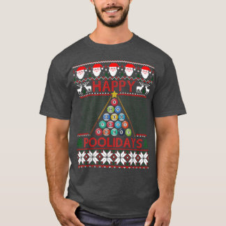 Funny Pool Christmas Tree Billiards Ugly Sweater  T-Shirt