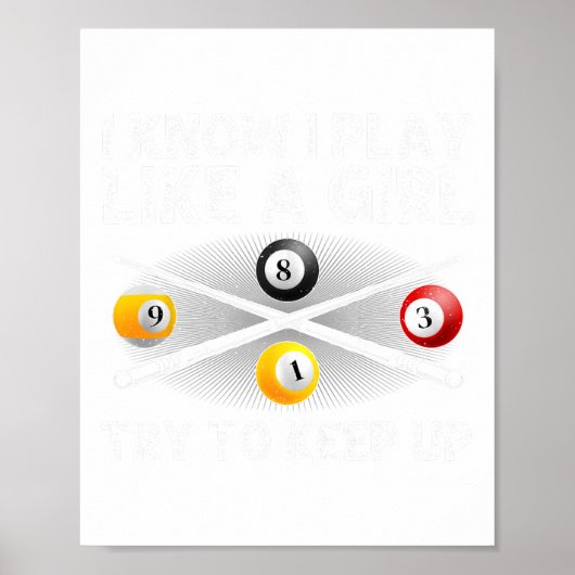 Funny Pool Design für Frauen Mädchen Billard Pool  Poster (Vorne)