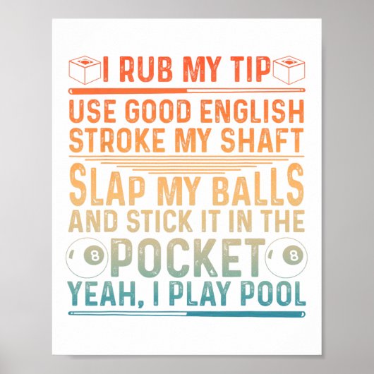 Funny Pool Design für Männer Boys Billiard Lover P Poster (Vorne)