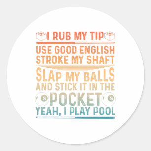 Funny Pool Design für Männer Boys Billiard Lover P Runder Aufkleber