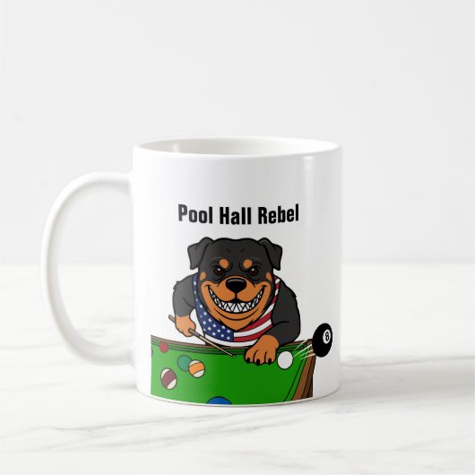 Funny Pool Hall Rebel Rottweiler Coffee Mugs Kaffeetasse (Links)