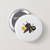 Funny Pool Ninja Niedliche Pocket Billiards Boys G Button (Vorne & Hinten)