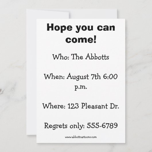 Funny Pool Party Einladung (Rückseite)