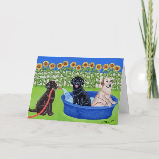 Funny Pool Party Labradors Karte (Vorderseite)