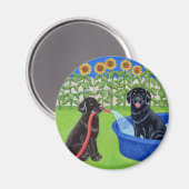 Funny Pool Party Labradors Magnet (Vorderseite/Rückseite)