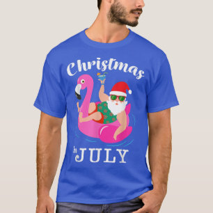 Funny Pool Party Santa Sonnenbrille Flamingo Chris T-Shirt