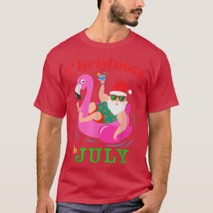 Funny Pool Party Santa Sonnenbrille Flamingo Chris T-Shirt
