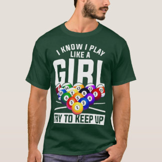 Funny Pool Player Girls Snooker Billiard T-Shirt