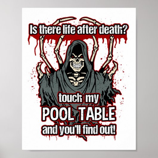 Funny Pool Player Grim Sensenmann Poster (Vorne)