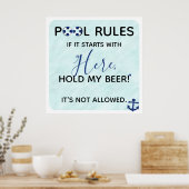 Funny Pool Regeln | Hier hält mein Bier fest Poster (Küche)