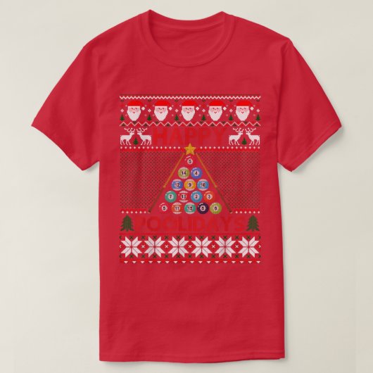 Funny Pool Weihnachtsbaum Billiards Ugly Sweater T-Shirt (Design vorne)