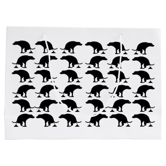 Funny Pooping Dog Pattern Große Geschenktüte (Rückseite)