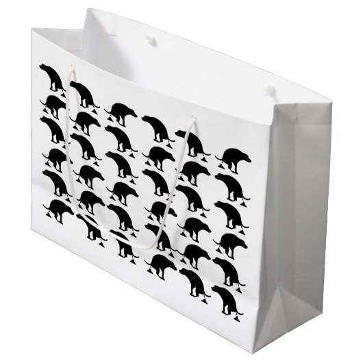 Funny Pooping Dog Pattern Große Geschenktüte (Vorderseite Schrägansicht)