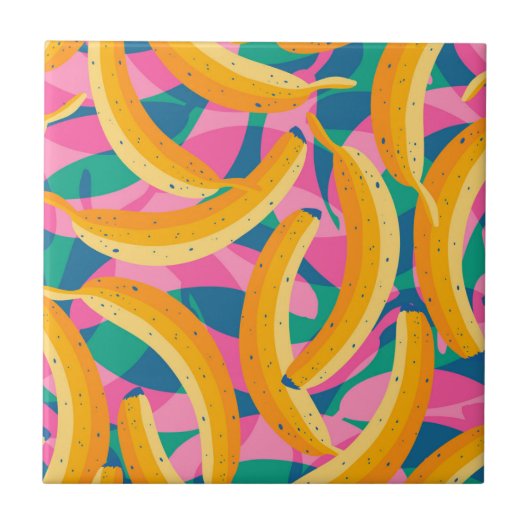 Funny pop art bananas pattern. fliese (Vorderseite)