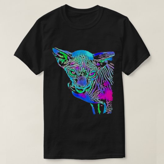Funny Pop art sphyn cat face T-Shirt (Design vorne)