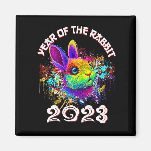 Funny Pop Art Year of the Rabbit Happy New Year 20 Magnet (Vorne)