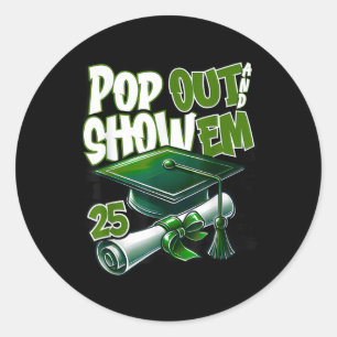 Funny Pop aus und zeigen Em Senior Cl von 2025 Gra Runder Aufkleber