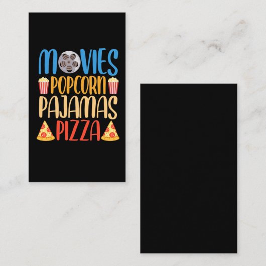 Funny Popcorn Film und Pizza Film Food Night Visitenkarte (Vorne/Hinten)
