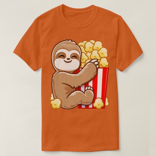 Funny Popcorn Lazy Chill Niedlich Sloth T-Shirt (Design vorne)