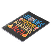 Funny Popcorn Movie and Pizza Film Food Night Notizblock (Linke Seite)